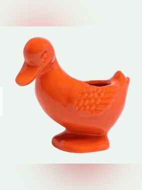 🪴 Lucy The Duck Ceramic Indoor Planter in Bright Orange, Great for Succulents!